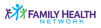 The image shows a logo with text that reads  Family Health Network  and includes an illustration of people and a stylized network symbol, suggesting a connection between healthcare services and a network.