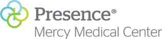 The image displays a logo with text that reads  Presence  at the top and  MERCY MEDICAL CENTER  below it, suggesting an affiliation between these entities.